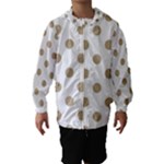 Polka Dots - Khaki Brown on White Hooded Wind Breaker (Kids)
