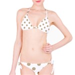 Polka Dots - Khaki Brown on White Bikini Set