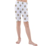 Polka Dots - Khaki Brown on White Kid s Mid Length Swim Shorts