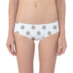 Polka Dots - Khaki Brown on White Classic Bikini Bottoms