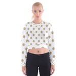 Polka Dots - Khaki Brown on White Women s Cropped Sweatshirt