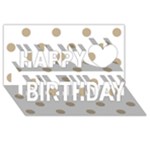 Polka Dots - Khaki Brown on White Happy Birthday 3D Greeting Card (8x4)