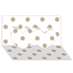 Polka Dots - Khaki Brown on White Twin Hearts 3D Greeting Card (8x4)