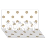 Polka Dots - Khaki Brown on White SORRY 3D Greeting Card (8x4)