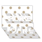 Polka Dots - Khaki Brown on White TAKE CARE 3D Greeting Card (7x5)