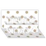 Polka Dots - Khaki Brown on White Merry Xmas 3D Greeting Card (8x4)