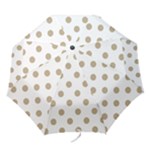 Polka Dots - Khaki Brown on White Folding Umbrella