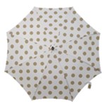 Polka Dots - Khaki Brown on White Hook Handle Umbrella (Large)
