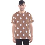 Polka Dots - White on French Beige Men s Sport Mesh Tee
