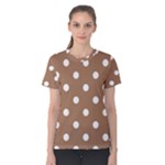 Polka Dots - White on French Beige Women s Cotton Tee