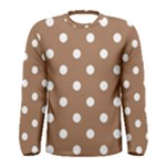 Polka Dots - White on French Beige Men s Long Sleeve T-shirt