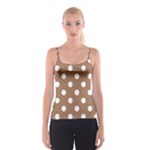 Polka Dots - White on French Beige Spaghetti Strap Top