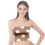 Polka Dots - White on French Beige Tube Top