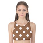 Polka Dots - White on French Beige Tank Bikini Top