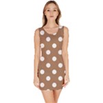 Polka Dots - White on French Beige Bodycon Dress