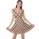 Polka Dots - White on French Beige Cap Sleeve Dress