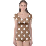 Polka Dots - White on French Beige Boyleg Leotard (Ladies)