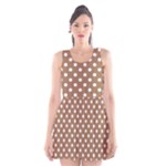 Polka Dots - White on French Beige Scoop Neck Skater Dress