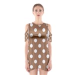 Polka Dots - White on French Beige Women s Cutout Shoulder Dress