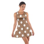 Polka Dots - White on French Beige Cotton Racerback Dress