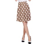 Polka Dots - White on French Beige A-Line Skirt
