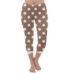 Polka Dots - White on French Beige Capri Winter Leggings