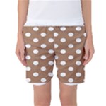 Polka Dots - White on French Beige Women s Basketball Shorts