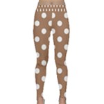 Polka Dots - White on French Beige Yoga Leggings