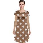 Polka Dots - White on French Beige Cap Sleeve Nightdress