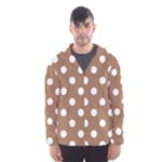 Polka Dots - White on French Beige Hooded Wind Breaker (Men)