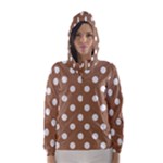 Polka Dots - White on French Beige Hooded Wind Breaker (Women)