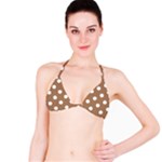 Polka Dots - White on French Beige Bikini Top