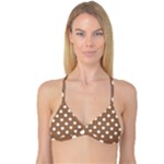 Polka Dots - White on French Beige Reversible Tri Bikini Top