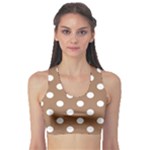 Polka Dots - White on French Beige Women s Sports Bra
