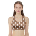 Polka Dots - White on French Beige Women s Sports Bra with Border