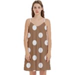 Polka Dots - White on French Beige Women s Reversible Sports Bra with Border