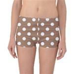 Polka Dots - White on French Beige Reversible Boyleg Bikini Bottoms