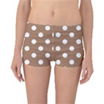 Polka Dots - White on French Beige Boyleg Bikini Bottoms