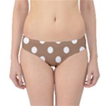 Polka Dots - White on French Beige Hipster Bikini Bottoms