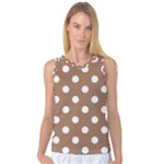 Polka Dots - White on French Beige Women s Basketball Tank Top