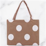 Polka Dots - White on French Beige Mini Tote Bag