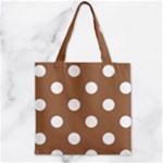 Polka Dots - White on French Beige Zipper Grocery Tote Bag