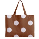 Polka Dots - White on French Beige Zipper Mini Tote Bag