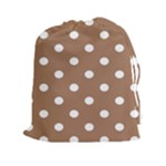 Polka Dots - White on French Beige Drawstring Pouch (XXl)