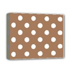 Polka Dots - White on French Beige Deluxe Canvas 14  x 11  (Stretched)