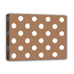 Polka Dots - White on French Beige Deluxe Canvas 16  x 12  (Stretched)