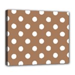 Polka Dots - White on French Beige Deluxe Canvas 24  x 20  (Stretched)