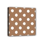 Polka Dots - White on French Beige Mini Canvas 4  x 4  (Stretched)