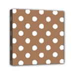 Polka Dots - White on French Beige Mini Canvas 6  x 6  (Stretched)