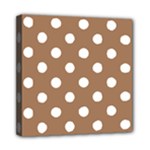 Polka Dots - White on French Beige Mini Canvas 8  x 8  (Stretched)